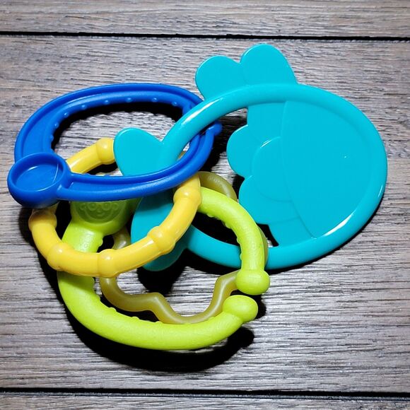 Set of 5 Infant Toys: Keys, Rings, Music Balloon, Giraffe, & Crinkle Seal - Picture 4 of 11